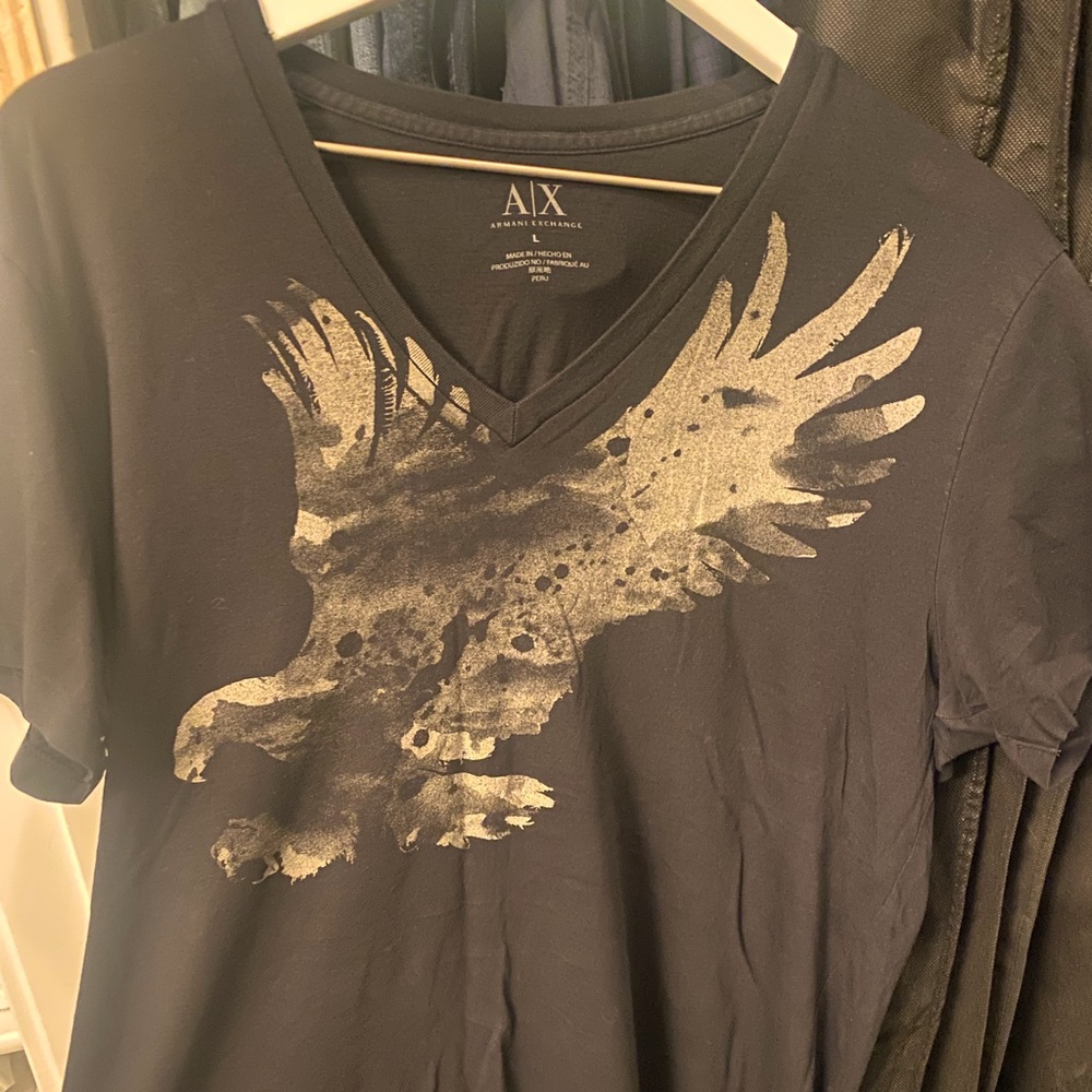 Armani exchange v neck tee black mens large